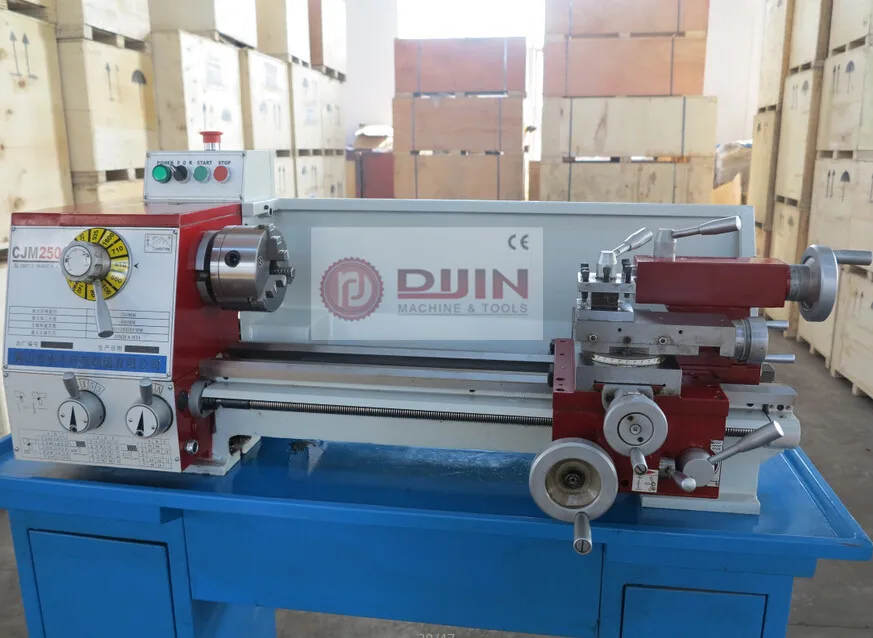 Precision Mini Metal Lathe Cjm250 Manual Bench Lathe Threading Without Change Gear Auto Feed