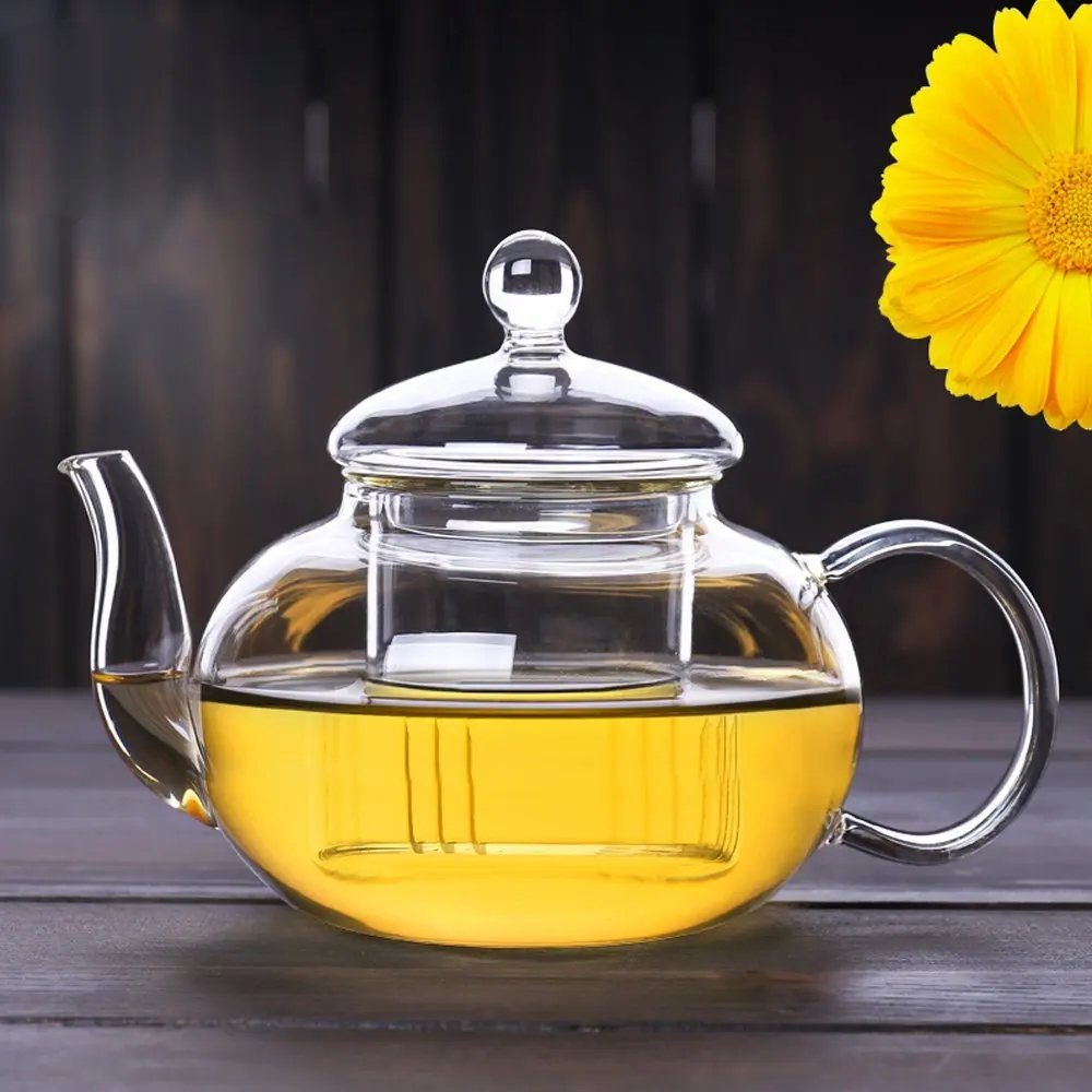 Direct Fire High Borosilicate Antique Glass Teapot Set With Glass