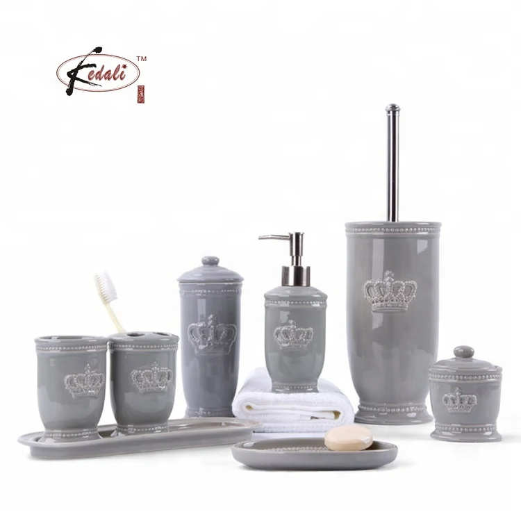 Grey Color Wholesale Bathroom Accessories Set Ceramic Bath Set Buy
