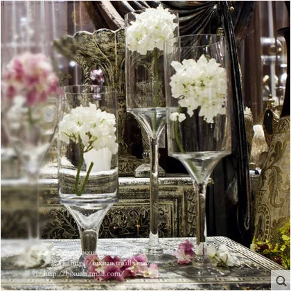 60cm Tall Cylinder Transparent Glass Flower Vase Decoration Home Wedding Decor 