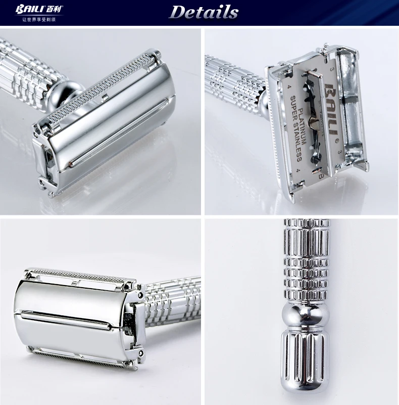 Open Bladed Razor Twin-bladed Double Edge Safety Razor Shaver Classic Men's Twist ...