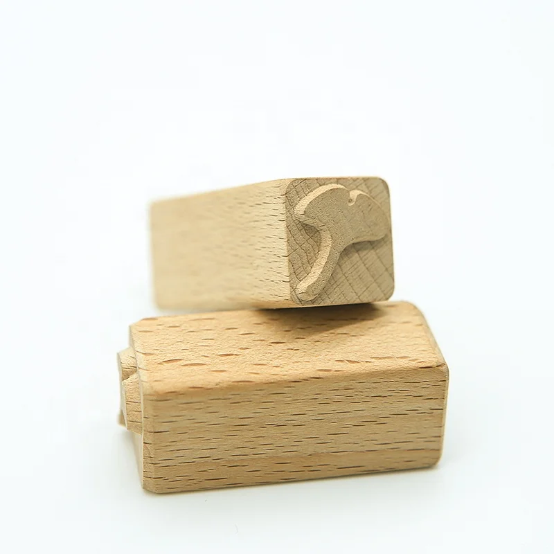 custom solid beech wood block stamp,kids toy natural stamps