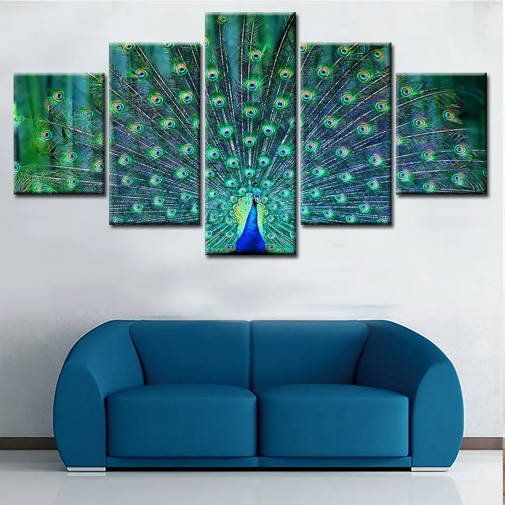 V-inspire Ölgemälde Pfau 60x120 Cm – Handgemalt, Abstrakt, Auf Leinwand Für Wohnzimmer & Schlafzimmer