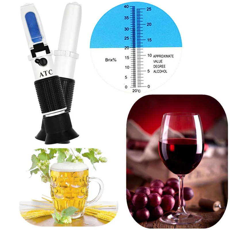 0-40% Brix 0-25% alcol uva vino rifrattometro ATC misuratore di  concentrazione portatile misuratore di contenuto di zucchero di frutta