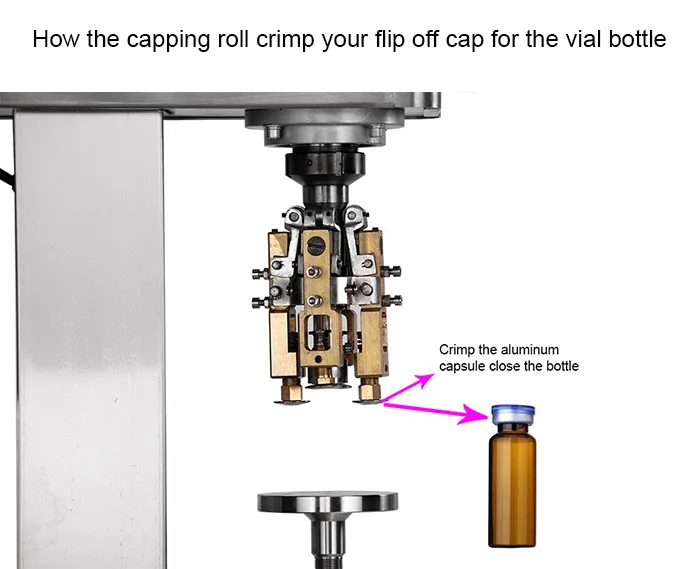 Semi Automatic Manual 13mm Vial Sealing Machine with  10ml Amber Bottle Flip Off Cap