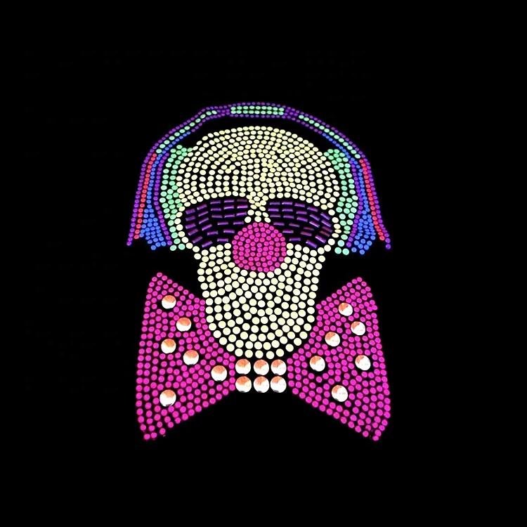 Chinese Dmc Stone Custom Heat Transfers Iron on Diamond Strass Design Hot Fix Garment Motifs for Bawal Scarf Tudung Sticker