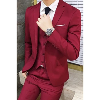 Waistcoat For Men Design Men Red Suit Suits Slim Fit Set For Men