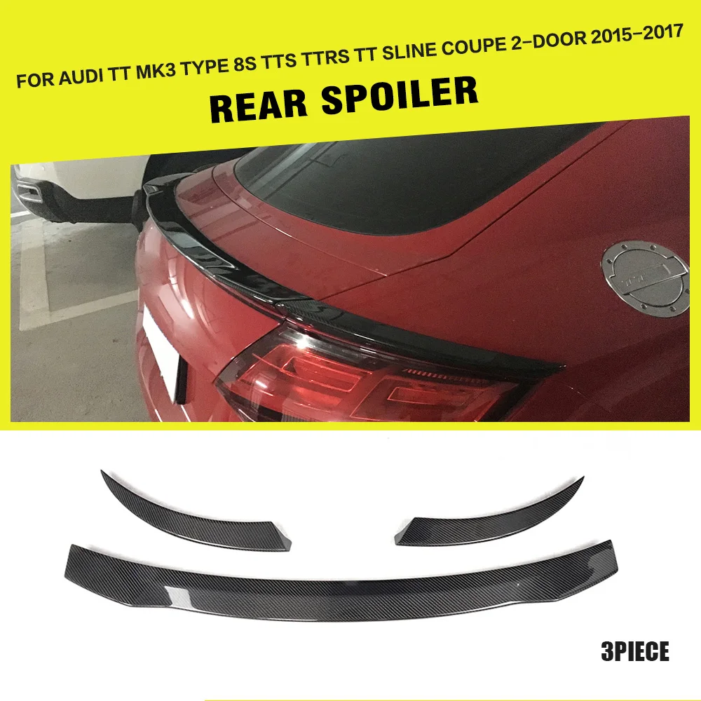 3 шт./компл. углеродного волокна задний спойлер для Audi TT 8S MK3 TTRS SLINE 2-двери