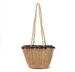 2021 Bohemian Beach Bag for Women Famous Brand Handmade Straw Bags Summer Handbags Drawstring Basket Bag Travel Tote