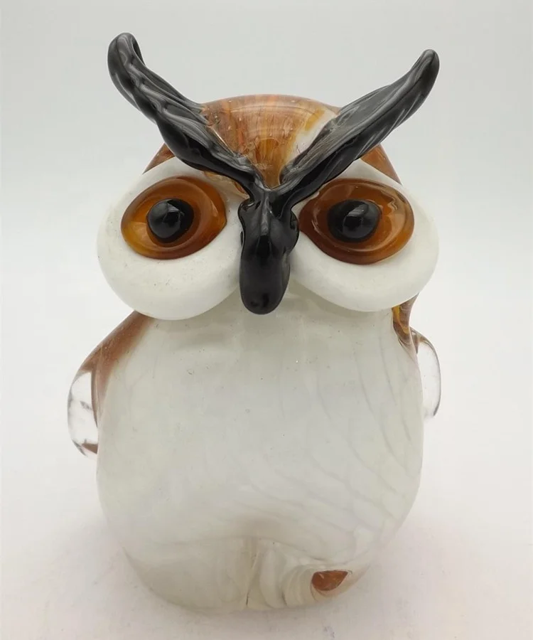 Colored Hand Blown Glass Owl for Christmas Gift