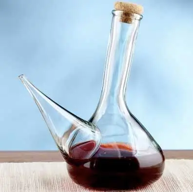 34 Ounce Hand-Blown Glass Spanish Style Porron Wine Pitcher