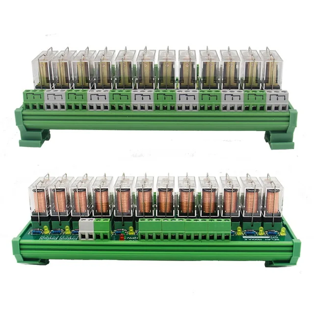 Custom-made 12 Channel 1 SPST-NO NC DIN Rail Mount G2R-1-E with 8Pin Relay Socket 24V DC/AC Interface Relay Module