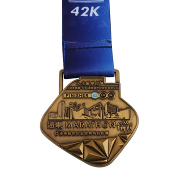 Custom 3D metal zinc alloy award Marathon Running sport medal medallion with lanyard