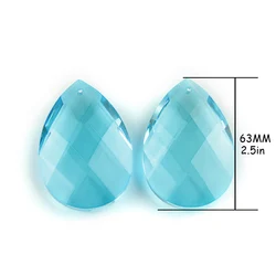 63 мм аквамариновая огранка в форме миндаля, хрустальные аксессуары для освещения, люстра, лампа, подвески-капли, бусины, украшение для люстры