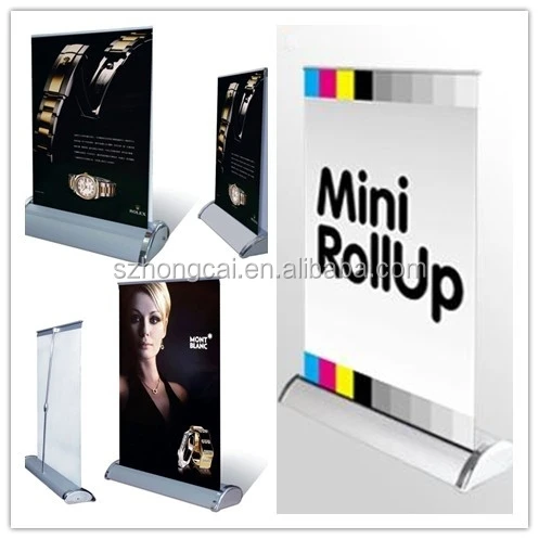 A3 Size Mini Tabletop Roll up for Double Side Advertising Banner Stand