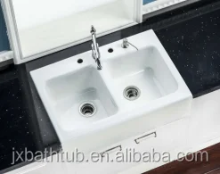 Deep Double Skirted High Quality Apron Cast Iron Enameld Kitchen Crusher Sink Use