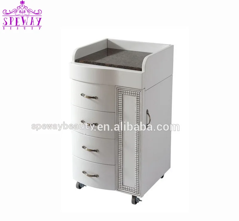 High Quality Customized Size Modern Beaty Salon Furniture Salon Hairdresser Storage Trolley Wooden Pedicure Facial Trolley