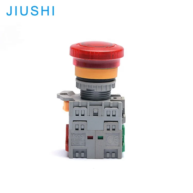 TN2BKD Emergency Stop Push Buttons Mushroom  Switches Illuminated 22mm Switch 1NO 1NC Maintained Push / Turn to Release, China