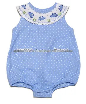 Petit Bebe Knits Baby Boys Blue Striped Bubble - Smocked Crabs main image 0