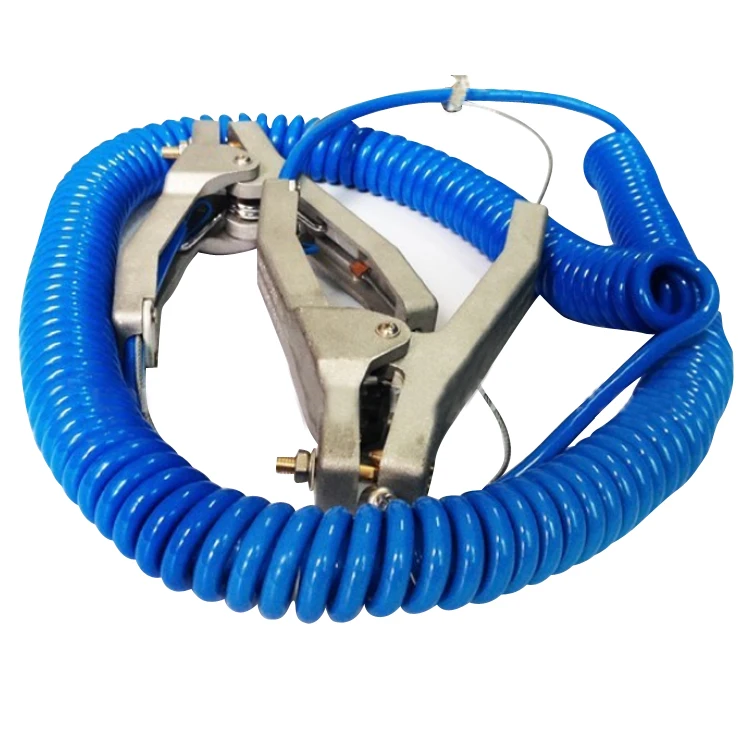 Earth Connection Clamp With Spiral Power Cable Spring Cable Electrical Wires Static Grounding Clamps