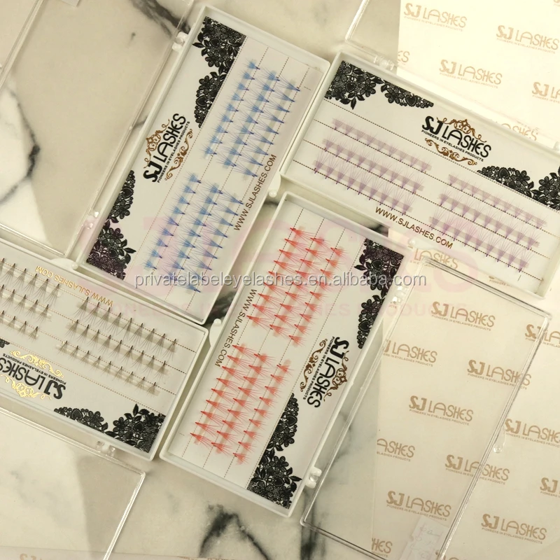 Custom Logo Own Brand Colorful Cluster Lashes Colored False Eyelashes Colored Eyelashes
