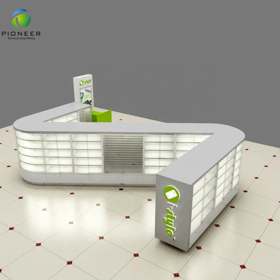 Изогнутые киоски для торговых центров Великобритании, стеклянные киоски для мобильных телефонов, киоски для сотовых телефонов, дисплеи для магазинов