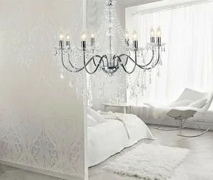 K9 or K5 Chromed Crystal Droplet Semi-flush Wedding Decoration Chandelier Ceiling Lighting