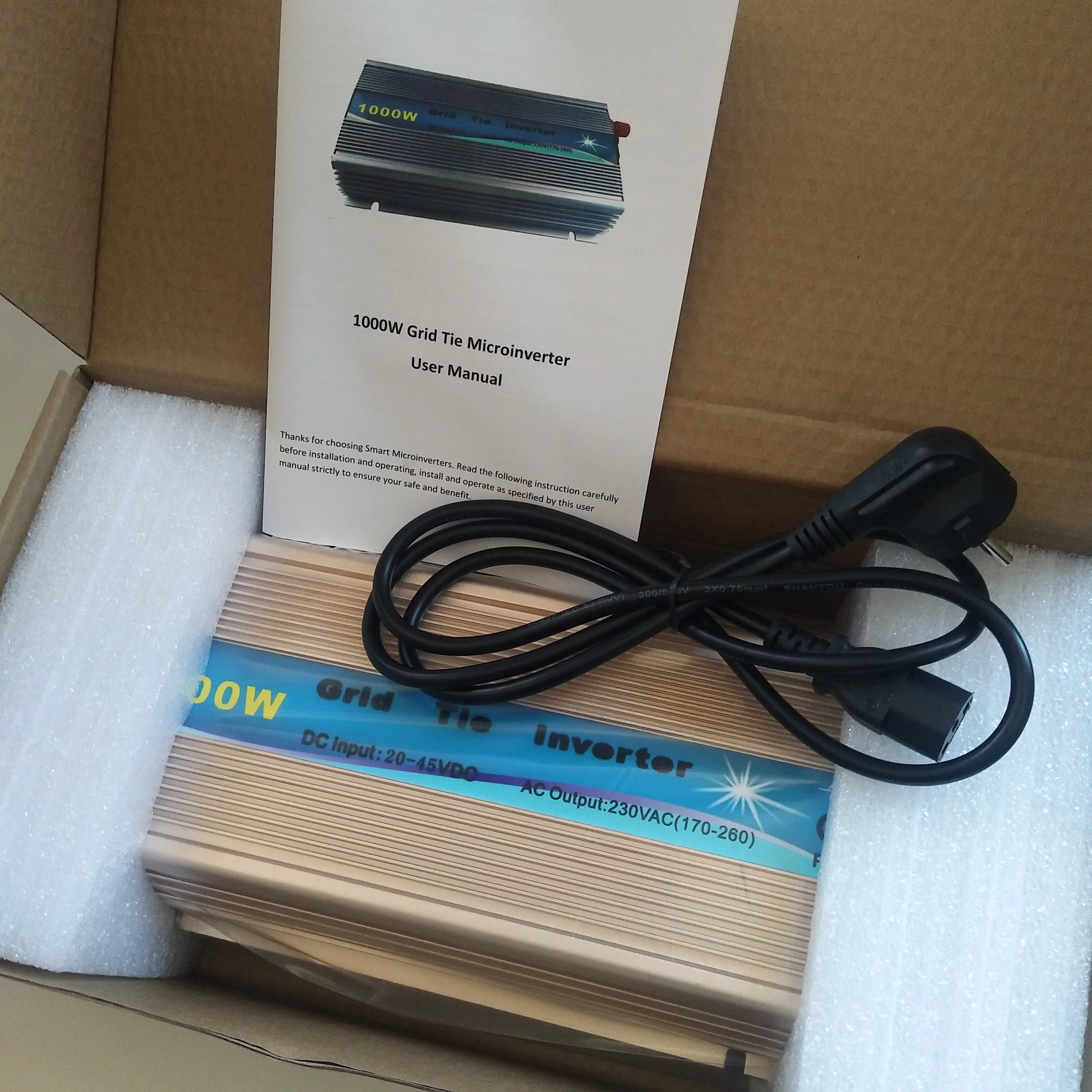 入力20-45VDC 220V 50/60Hz出力グリッドタイインバーター1000W