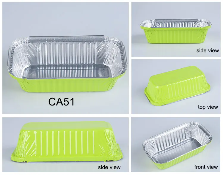 product eco friendly food service takeaway 8  baking use tin pans square wrinkwall colored disposable aluminum foil snail tray-2