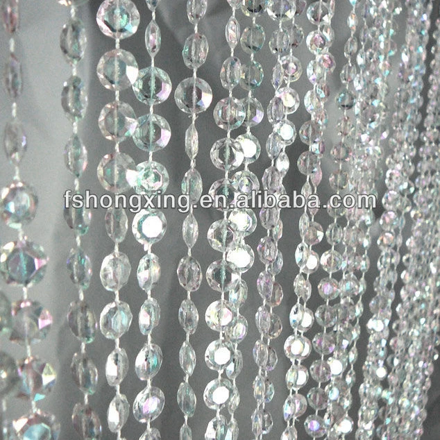 HQdeal 10m Chaînes de Perles de Cristal Acrylique Octogonales Décorations de Mariage,Guirlande de Perles de Verre pour Rideaux de Porte,Fabrication de Bijoux Décorer Noël Fête Mariage Transparent