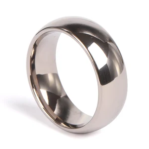 8mm China ManufacturerTungsten Dome Solid Pure Tantalum White Gold Plated Wedding Ring