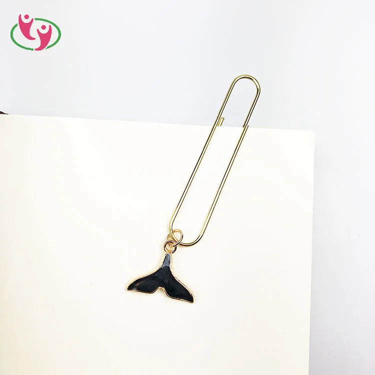 Индивидуальный дизайн яркая рыба причудливая форма хвоста декоративный золотой цвет нержавеющая сталь книжный знак скрепка для бумаги