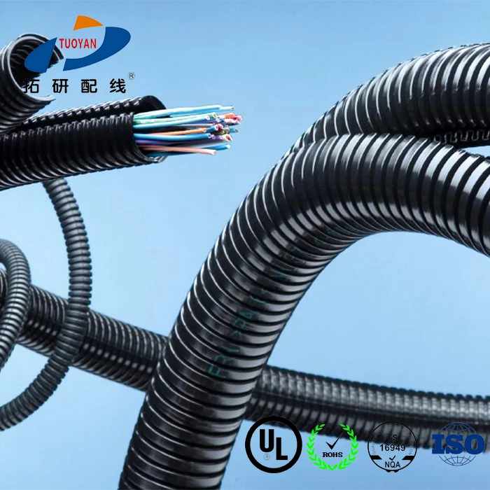 For Harness Insulation Protection PA Flexible Wire Loom nylon Corrugated Split Plastic Tube supplier