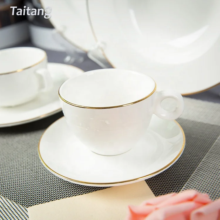 Ceramic Dinner Set Porcelain Gold Rim Decor Dinnerware Dinner Plate Sets