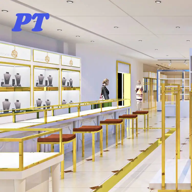 Luxury Modern Retail Store Interior 3d Rendering Jewelry Shop Design