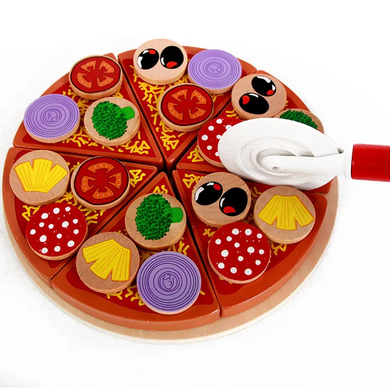 wooden pizza play set