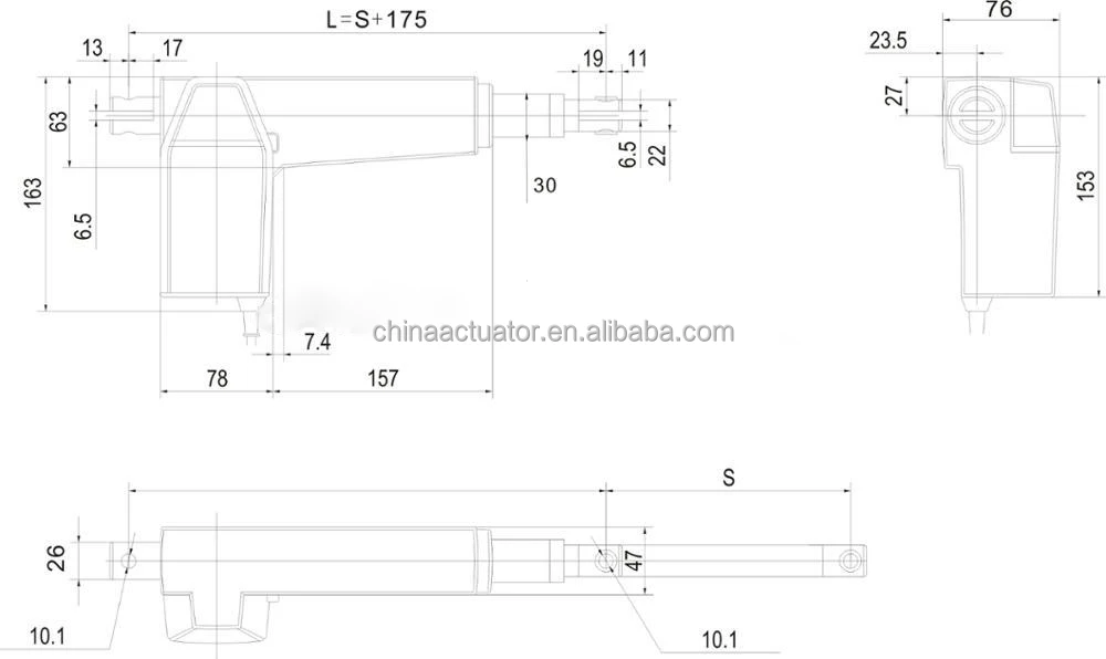 In-Line Linear Actuator Linear Actuator for Heliostat Lifting