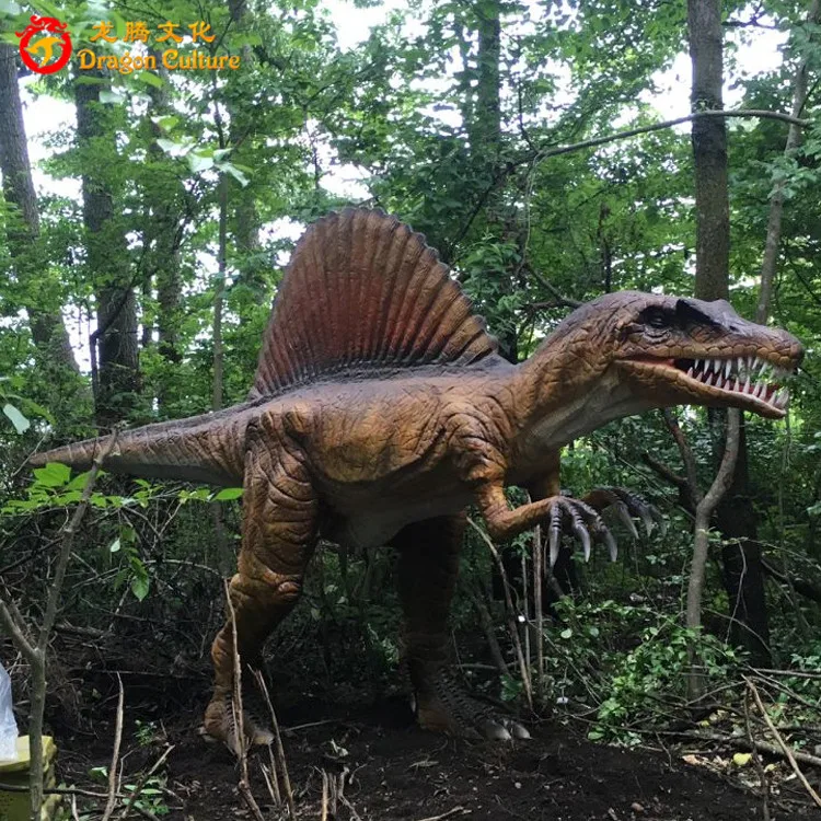 Animated Life-size 3D Giant Dinosaur Model Artificial Animatronic  Spinosaurus for Amusement Park Simulation Robot