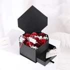 Jewelry Heart Box Paper Box Gift Box Custom Logo Black Diamond Shaped Jewelry Chocolate Gift Packaging Paper Cardboard Rose Heart Shape Flower Box With Drawer Luxury