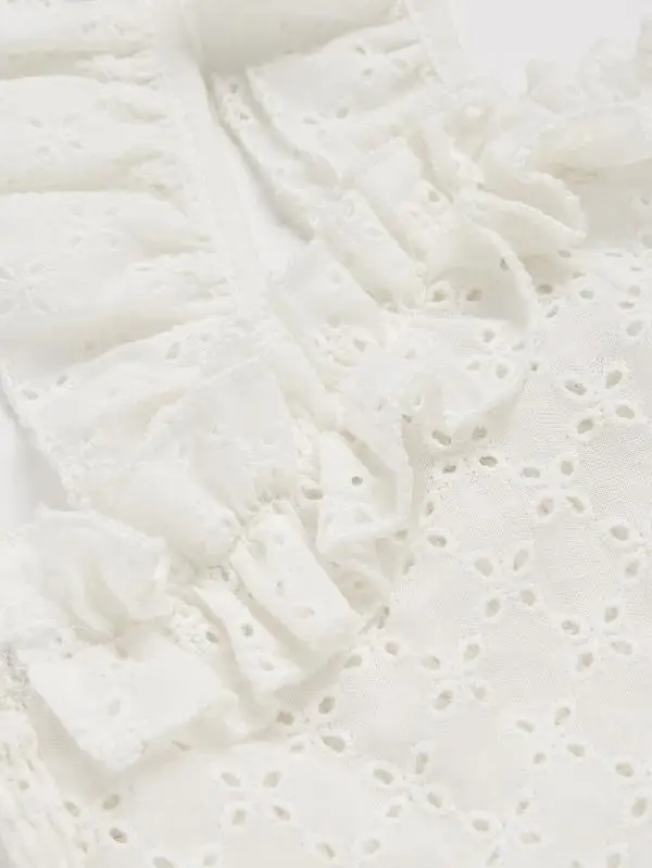 Cheap Ladies Lace up Front Ruffle White Lace Crop Top Summer Crop Top