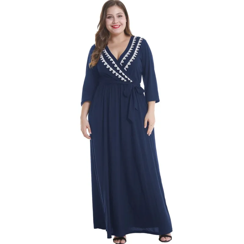 navy blue plus size maxi dress
