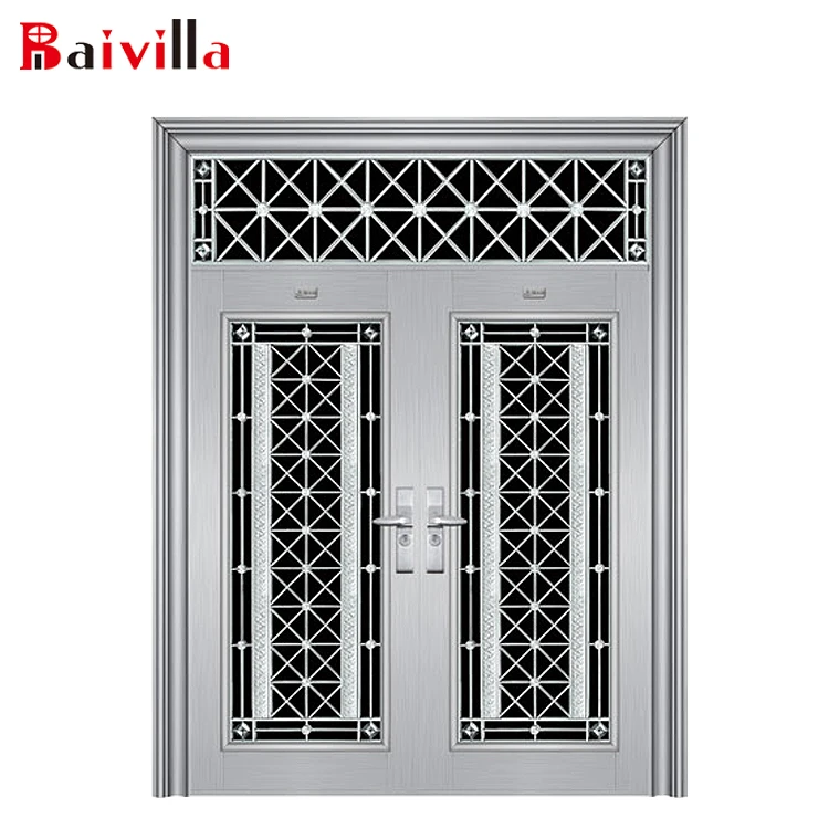 Apartment Main Gate Design Stainless Steel Double Door View Apartment Main Gate Design Bv Product Details From Foshan Baivilla Doors Windows System Co Ltd On Alibaba Com