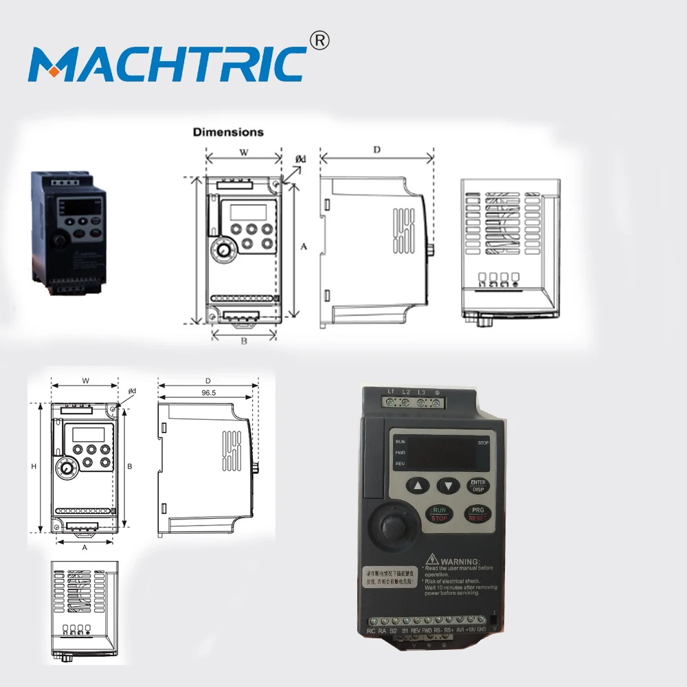 Machtric 60Hz 50Hz VFD Mini Style Variable AC Frequency Inverter