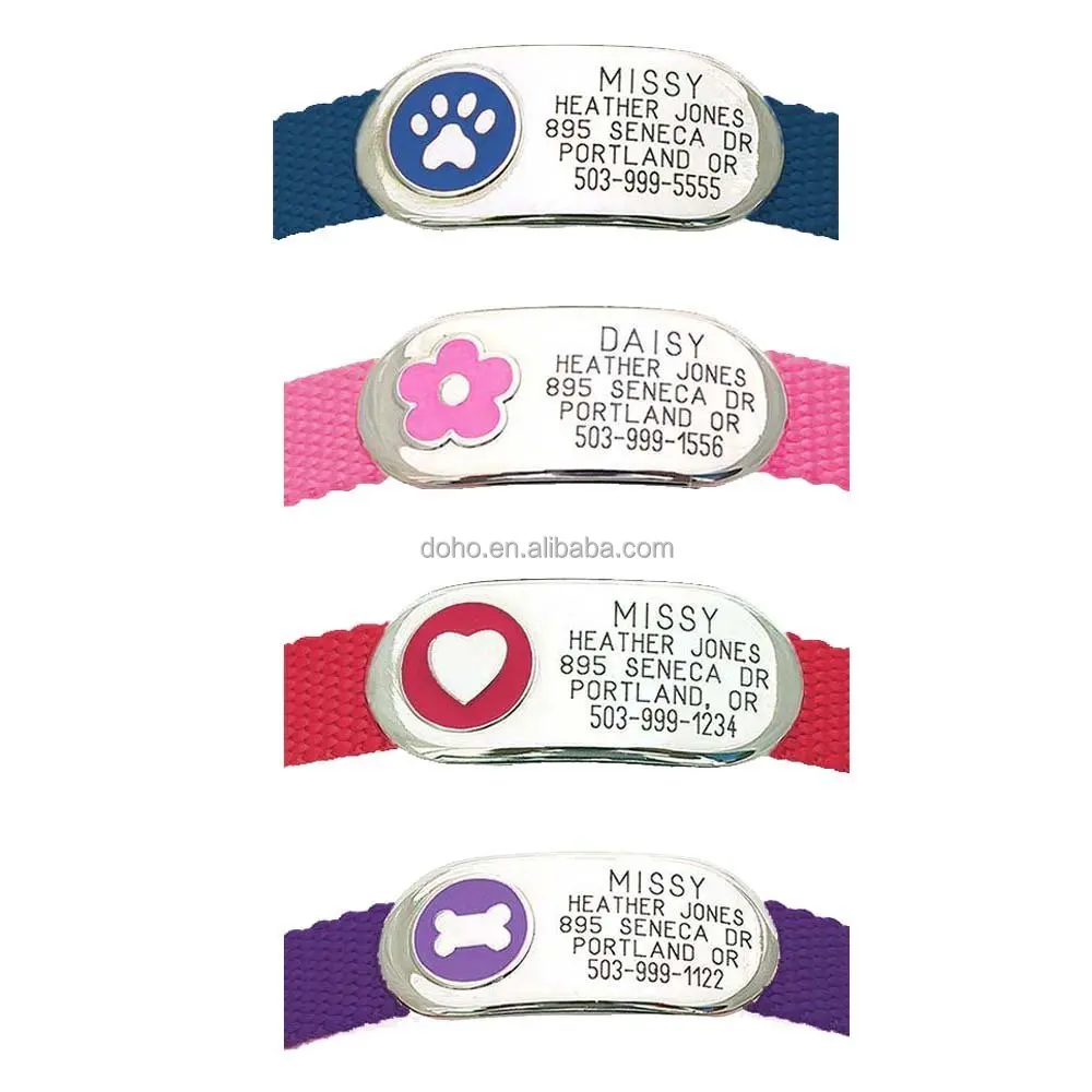 Durable LuckyPet Jewelry Collar Tag for Dogs and Cats Custom Engraved Quiet and Chew Proof Attaches Flat to Any Collar 