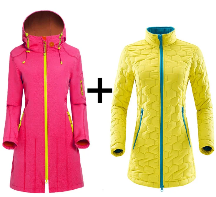 Женская зимняя спортивная одежда с капюшоном 3 в 1, легкий водонепроницаемый уличный тренчкот, флисовая куртка