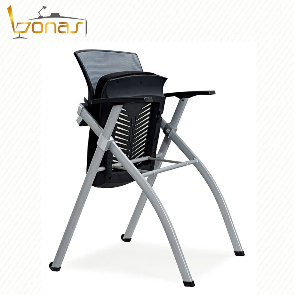 Cheap Training Chairs with Tables Attached Mesh Folding Chair with Wheels