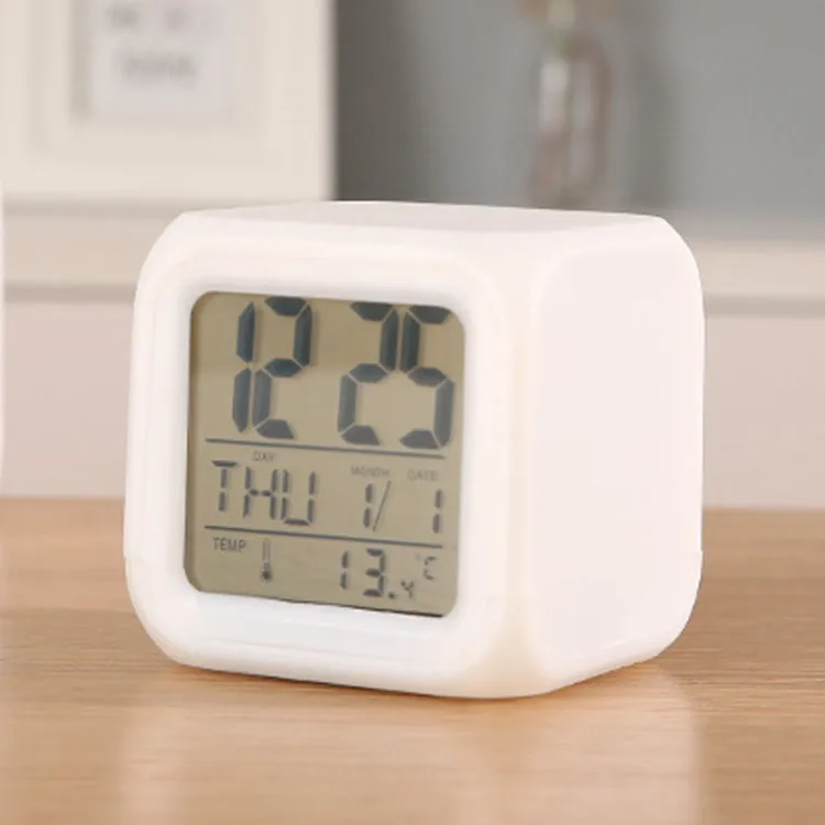 Мигающая хип-хоп Цвет меняющийся цифровой светодиодные часы с будильником, цифровые часы-будильник с 7 видов цветов