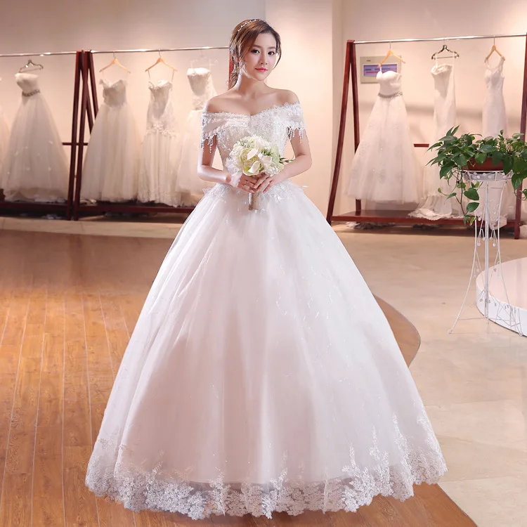 Women Plus Size Wedding Dress 2018 Lace Appliques Ball Gown Bridal Dress Off The Shoulder 