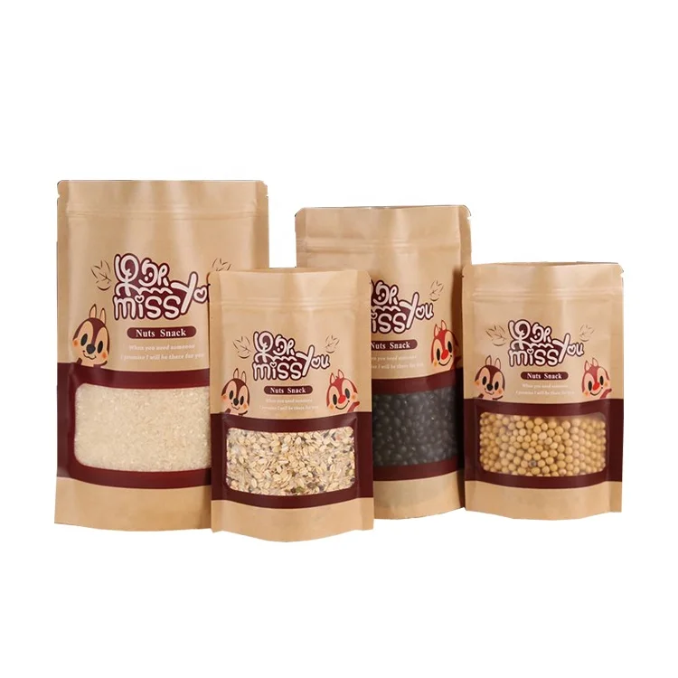 Цветной стоячий мешок с индивидуальным принтом упаковочный бумажный пакет для пищевых