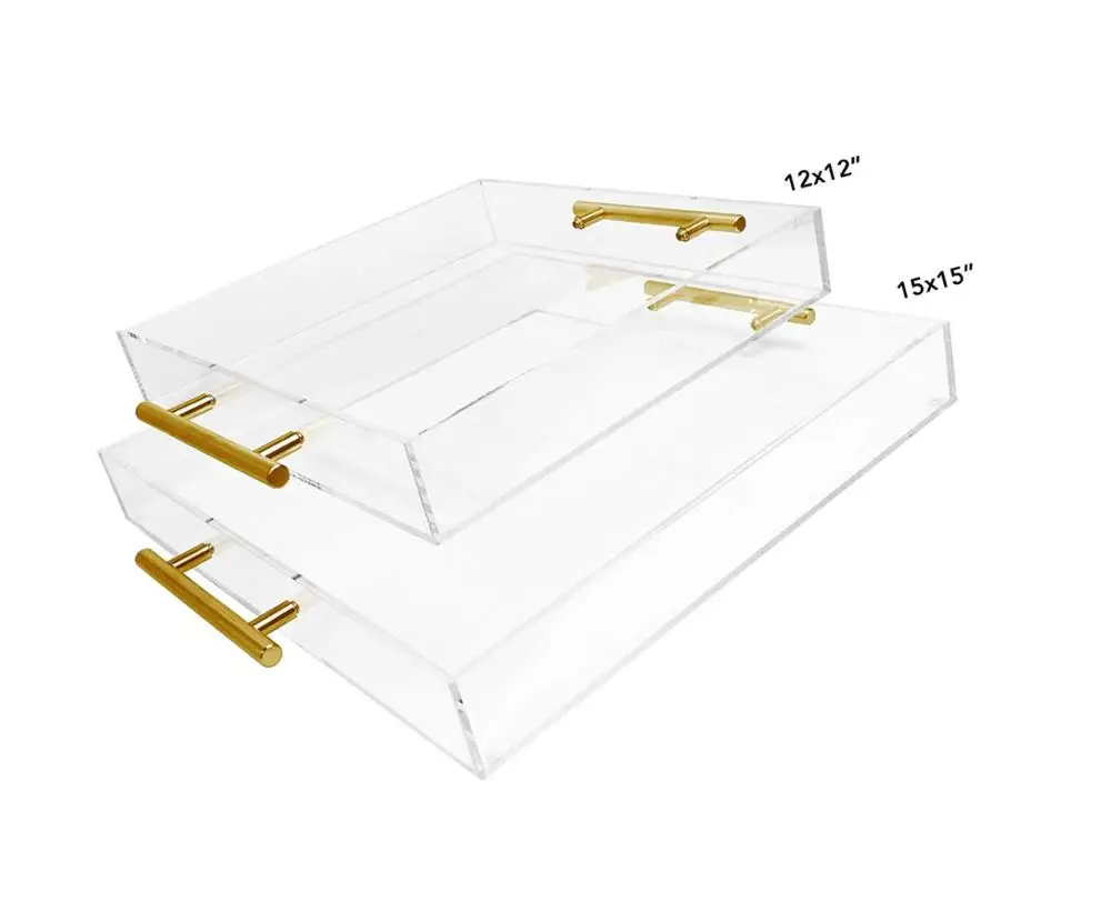 15x15 Factory Clear Acrylic Tray with Handle
